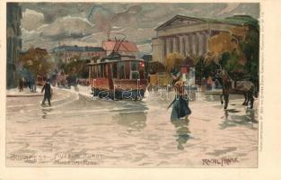 Budapest VIII. Múzeum körút, villamos. Künstlerpostkarte No. 1934 von Ottmar Zieher litho s: Raoul Frank