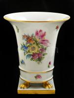 Herendi Újpesti Dózsa emlék váza 1885-1960, kézzel festett, jelzett, hibátlan, m: 17,5 cm, d:15 cm