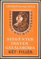 1942 A Légoltalmi Liga gázálarc propaganda plakát, Klösz Budapest, 24×17 cm