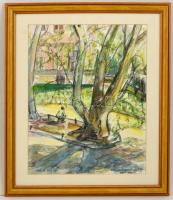 Vehovszkyné Szakál Rózsa (?-): Üllői úti klinika. Akvarell, papír, jelzett, üvegezett keretben, 39×3...