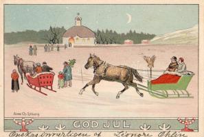 God Jul / Christmas, horse sled s: Anne Ch. Sjöberg, Karácsony, ló szán s: Anne Ch. Sjöberg
