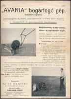 1935 Avaria bogárfogó gép, gyártja Weiss Manfréd Acél- és Fémművei Rt. prospektus