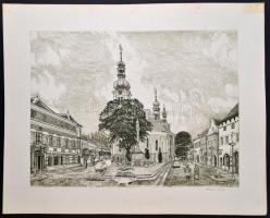 Kádas István (1941- ): Kőszeg Belváros, rézkarc, papír, jelzett, 39,5×49,5 cm
