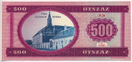 Pápa 2015. "15. Érem- és Fegyverbörze" 500Ft pénzpótló utalvány T:I