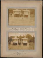 1906 Fürdőzők Abbáziában, 2 db fotó albumlapon, feliratozva, 6×8 cm