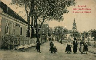 Szigetszentmiklós, Fő utca, Községháza. W.L. (?) 800. Kiadja özv. Madácsi Sándorné  (fl)