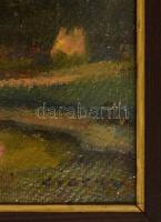 Vidéky Brigitta (1911-?): Bérház. Olaj, karton, jelzett, fa keretben, 36×49 cm