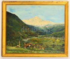 Jelzés nélkül: Alpesi táj. Olaj, farost, keretben, 50×60 cm
