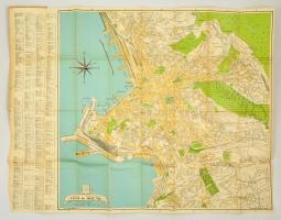 cca 1925 Trieszt várostérkép, utcanevekkel, szép állapotban, 87×68 / Trieste map