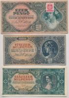1945-1946. 7db-os vegyes magyar pengő bankjegy tétel T:III