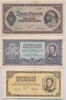 1945-1946. 7db-os vegyes magyar pengő bankjegy tétel T:III