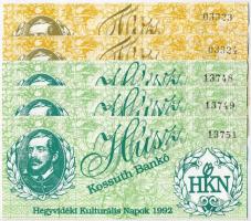 1992. "Hegyvidéki Kulturális Napok - Kossuth Bankó" 10Ft (2x) +"Hegyvidéki Kulturális Napok - Kossuth Bankó" 20Ft (3x) T:I-