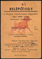 1949 Fényképes ügetőverseny belépőjegy Garai Jenő versenyistálló tulajdonos (Alag) részére