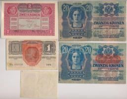 1913. 20K (2x) egyik piros "MAGYARORSZÁG" körbélyegzővel, a másik "Deutschösterreich&...