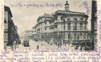 1900 Budapest IX. Üllői úti klinikák a Mária utca sarkán, villamos. Divald Károly 110. (Rb)