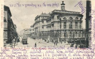 1900 Budapest IX. Üllői úti klinikák a Mária utca sarkán, villamos. Divald Károly 110.  (Rb)