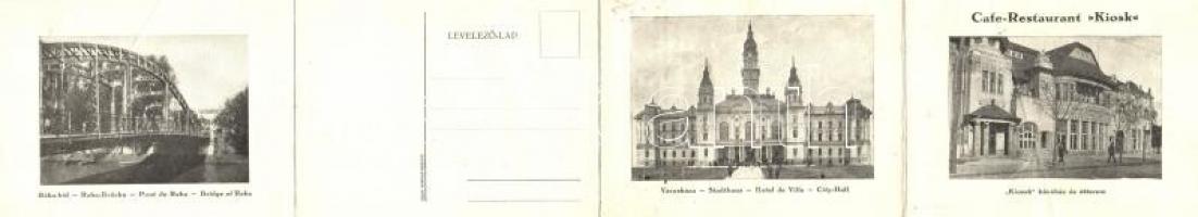 Győr, Kioszk Kávéház és étterem az autósok találkozóhelye. Négy-lapos kihajtható reklám képeslap a R...