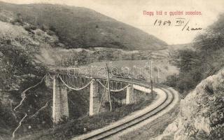 1909 Gyalár, Ghelari; Nagyhíd a Retyisórai bányavasúti vonalon, Adler fényirda 700./ railway bridge (EK)