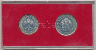 1969. 50Ft Ag + 100Ft Ag "Tanácsköztársaság" pár eredeti, kissé sérült, leragasztott MNB p...