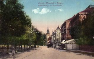 1914 Brassó, Kronstadt, Brasov; Rezső körút / Rudolfsring / street (EK)