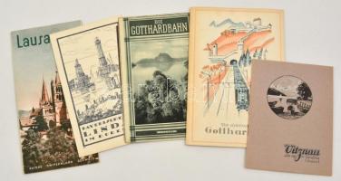 6 db különféle régi svájci utazási prospektus