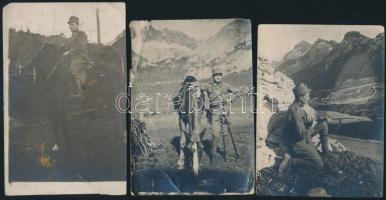1914-1918 Vegyes katonai fotó tétel, 7 db, változó állapotban, kettő felületén törésnyomokkal, az eg...