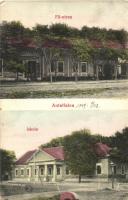 1909 Antalfalva, Kovacica, Kowatschitza; Fő utca, iskola / main street, school (EK)