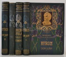 A Remekírók képes könyvtára sorozat 4 kötete: A magyar népköltés remekei; Byron: Don Juan 1-2.; Reviczky Gyula összes költeményei. Kissé kopott, díszes vászonkötésben, az egyik foltos.