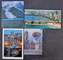 Modern, főleg külföldi városképes képeslapok több tengeren túlival, néhány külföldi levél, nagy borítékban