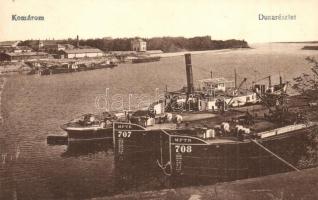 Komárom, Komárnó; Duna, MFTR 707. és 708. uszályok / Danube with barges (EB)