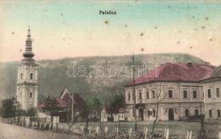 Pelsőc, Pelsücz, Plesivec; utca, templom, városház / street, church, town hall