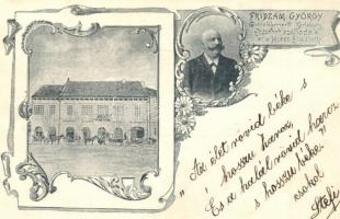 1899 Gyulafehérvár, Karlsburg, Alba Iulia; Fridzám György arcképe és Erzsébet szállodája / hotel with the portrait of the owner. Art Nouveau