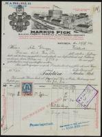 1926 Szeged, Pick szalámigyár fejléces számlája, 300 kr. okmánybélyeggel