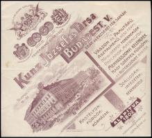 1907 Bp., Kunz József és Társa fehérnemű gyárának számlája, a hátoldalán díszes illusztrációval, 10 f. okmánybélyeggel