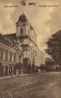 1908 Kolozsvár, Cluj; Piaristák temploma, Schwartz József üzlete / church, shop (EB)