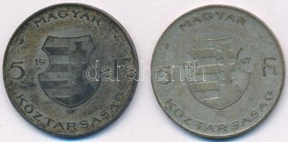 1947. 5Ft Ag "Kossuth" (2x) T:2- patina