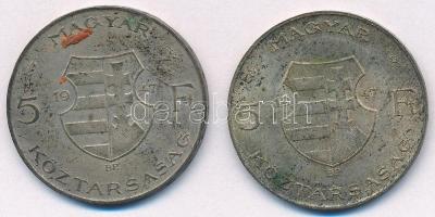 1947. 5Ft Ag "Kossuth" (2x) T:2- patina