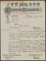 1910 Bp., Edmund Mauthner vetőmagkereskedésének fejléces levele, kézzel írt német nyelvű üzleti levéllel
