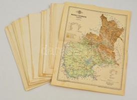 20 db térképmelléklet a Pallas Nagylexikonból, Posner Károly Fia, különböző méretben