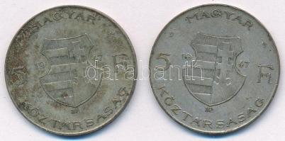 1947. 5Ft Ag "Kossuth" (2x) T:2,2- patina