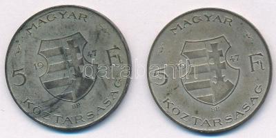 1947. 5Ft Ag "Kossuth" (2x) T:2- patina