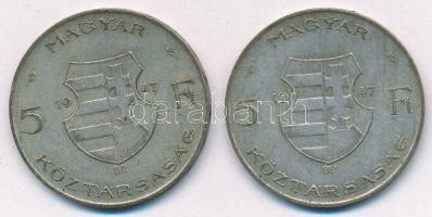 1947. 5Ft Ag "Kossuth" (2x) T:2- patina