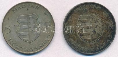 1947. 5Ft Ag "Kossuth" (2x) T:2- patina