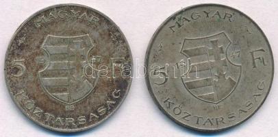 1947. 5Ft Ag "Kossuth" (2x) T:2- patina