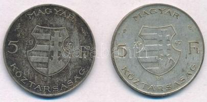 1947. 5Ft Ag "Kossuth" (2x) T:2- patina