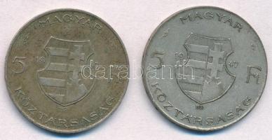 1947. 5Ft Ag "Kossuth" (2x) T:2- patina