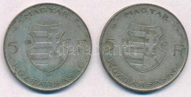 1947. 5Ft Ag "Kossuth" (2x) T:2- patina