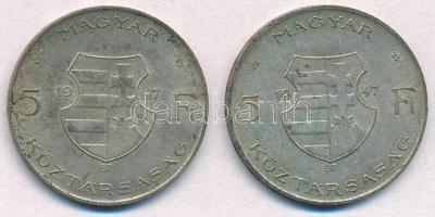 1947. 5Ft Ag "Kossuth" (2x) T:2,2- patina