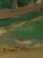 Zakar jelzéssel: Falusi utcarészlet. Olaj, vászon,  40×55 cm