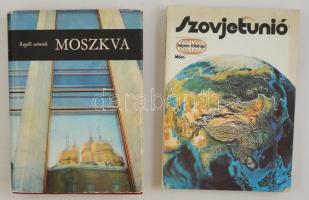 Moszkva. Bp., 1967, Helikon. a Szovjet Katonai Főparancsnokság ajándékozási bejegyzésével, levelével Sikár János alezredes részére. Vászonkötésben, papír védőborítóval, jó állapotban. + Szovjetunió. Képes földrajz. Bp., 1977, Móra. Kartonált papírkötésben, jó állapotban.